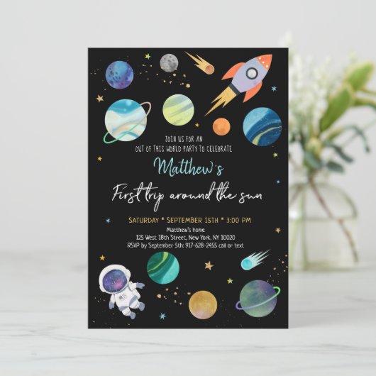 Invitation Premier anniversaire de l'astronaute spatiale (Debout devant)