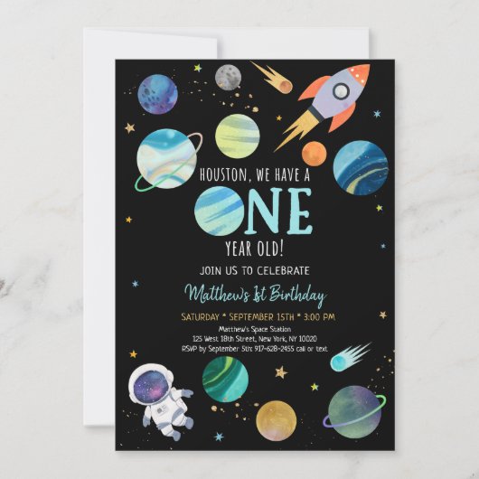 Invitation Premier anniversaire de l'espace des astronautes b (Devant)