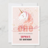 Invitation Premier Anniversaire de Licorne Magique (Devant)
