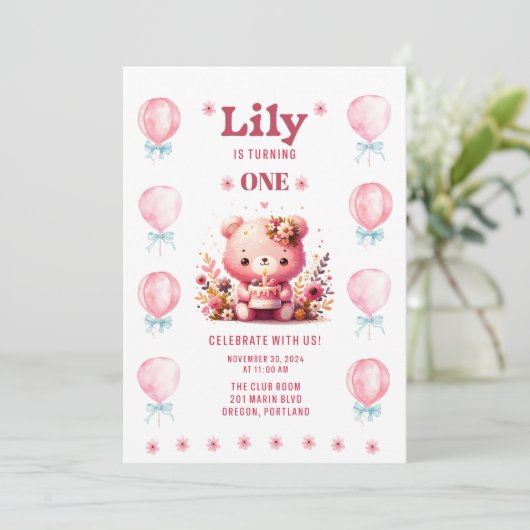 Invitation Premier anniversaire de Lily (Debout devant)