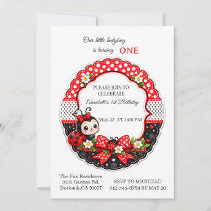 Invitation Premier anniversaire de Little Ladybug