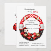 Invitation Premier anniversaire de Little Ladybug (Devant / Derrière)