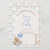 Invitation Premier anniversaire de l'ours (Devant / Derrière)