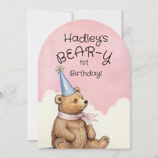 Invitation Premier anniversaire de l'ours (Devant)