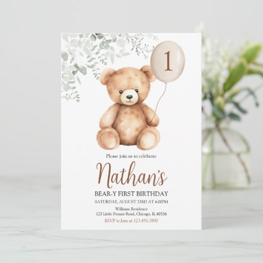 Invitation Premier anniversaire de l'ours (Debout devant)