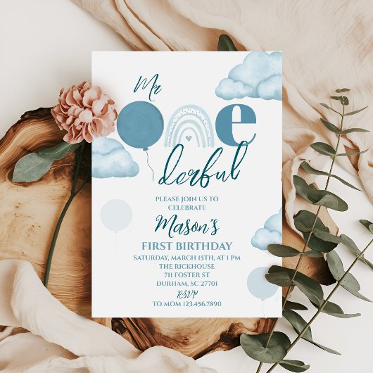 Invitation Premier anniversaire de M. ONEderful bleu