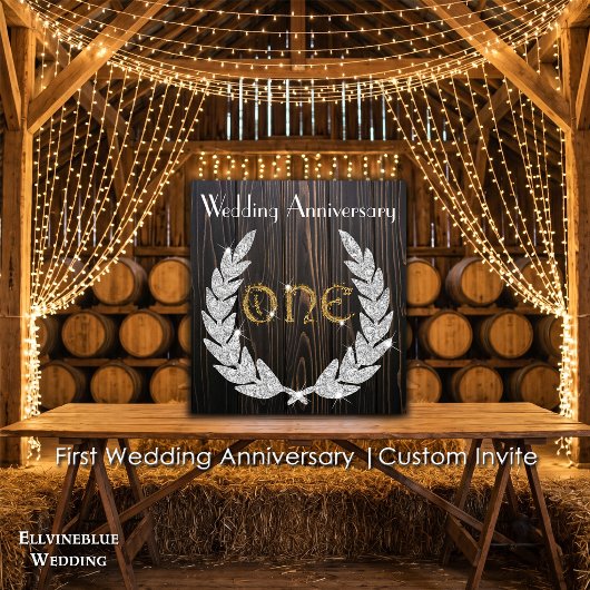 Invitation Premier anniversaire de mariage | Bois rustique et