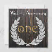 Invitation Premier anniversaire de mariage | Bois rustique et (Devant)