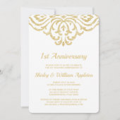 Invitation Premier anniversaire de mariage Gold Vintage Glam  (Devant)