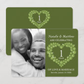 Invitation Premier anniversaire de mariage photo verte de pér (Devant / Derrière)