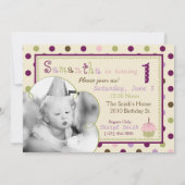 Invitation Premier anniversaire de Mulberry Dot Cupcake (Dos)