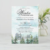 Invitation Premier anniversaire de naissance du bébé enneigé (Debout devant)