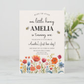 Invitation Premier anniversaire de notre petit miel (Debout devant)