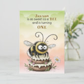 Invitation Premier anniversaire de Petit Abeille Bébé Garçon (Debout devant)