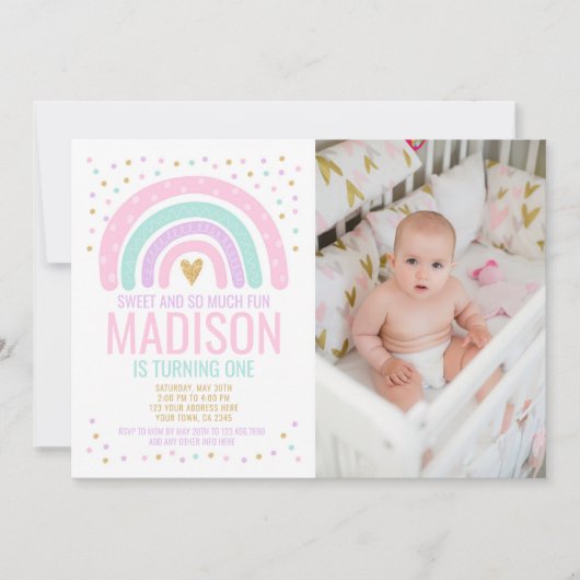 Invitation Premier anniversaire de Rainbow (Devant)