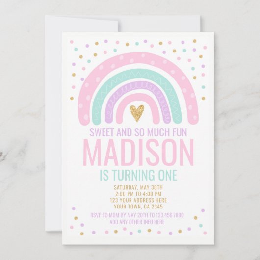 Invitation Premier anniversaire de Rainbow (Devant)