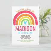 Invitation Premier anniversaire de Rainbow moderne (Debout devant)