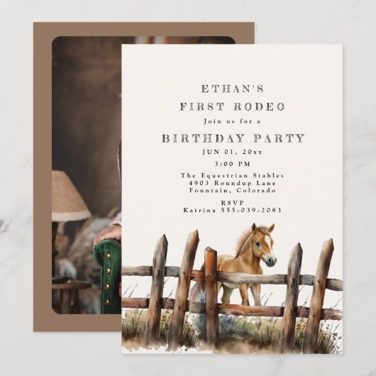 Invitation Premier anniversaire de Rodéo (Devant / Derrière)