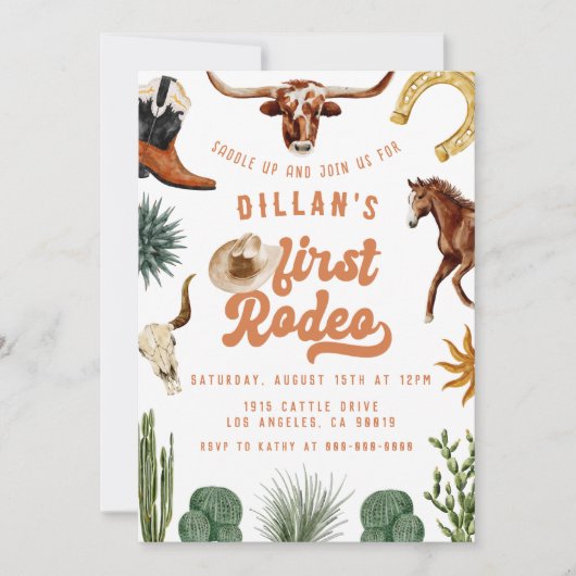 Invitation Premier anniversaire de Rodeo Cowboy (Devant)