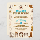 Invitation Premier anniversaire de Rodeo Cowboy (Devant / Derrière)