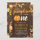 Invitation Premier anniversaire de Rustic Little Citrouille (Devant / Derrière)