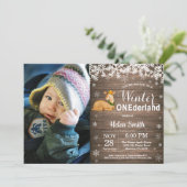 Invitation Premier Anniversaire de Winter Onederland Rustique (Debout devant)