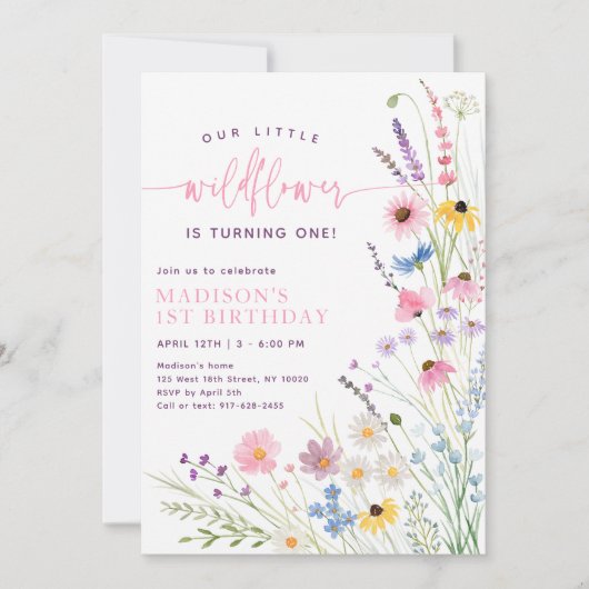 Invitation Premier anniversaire des Fleurs sauvages du pré (Devant)