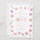 Invitation Premier anniversaire des Fleurs sauvages rose pour (Devant)