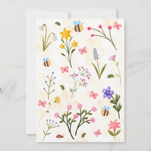 Invitation Premier anniversaire des mignons fleurs sauvages d (Dos)