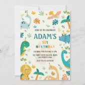 Invitation Premier Anniversaire Dinosaure coloré thème (Devant)