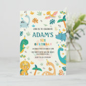 Invitation Premier Anniversaire Dinosaure coloré thème (Debout devant)