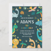 Invitation Premier Anniversaire Dinosaures Vert Thème (Devant)