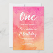 Invitation Premier anniversaire d'ombre de corail rose (Devant)