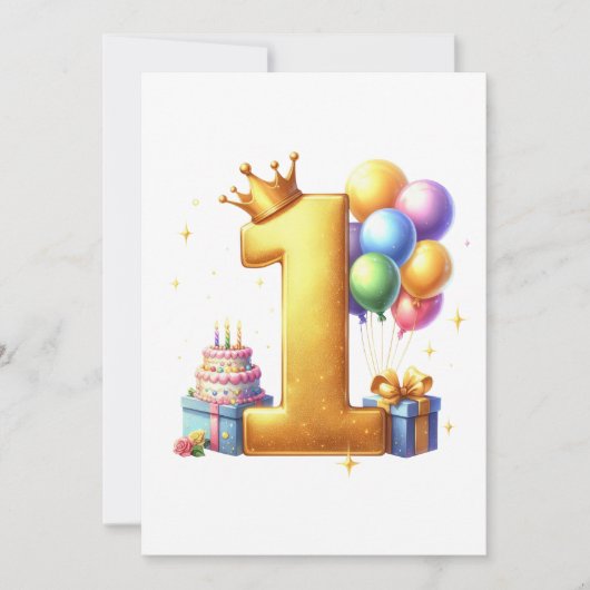 Invitation Premier anniversaire doré (Devant)
