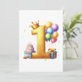 Invitation Premier anniversaire doré (Debout devant)