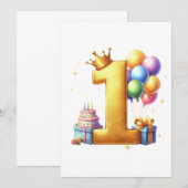 Invitation Premier anniversaire doré (Devant / Derrière)