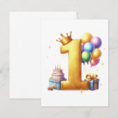 Invitation Premier anniversaire doré (Devant / Derrière)
