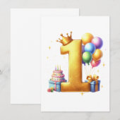 Invitation Premier anniversaire doré (Devant / Derrière)