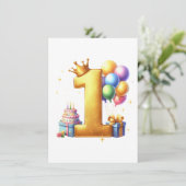 Invitation Premier anniversaire doré (Debout devant)