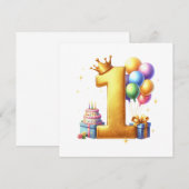 Invitation Premier anniversaire doré (Devant / Derrière)