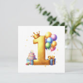 Invitation Premier anniversaire doré (Debout devant)
