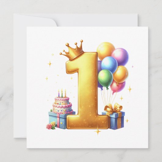 Invitation Premier anniversaire doré (Devant)