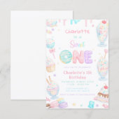 Invitation Premier Anniversaire Douce Fête Pastel (Devant / Derrière)