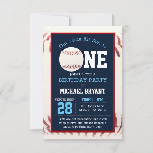 Invitation Premier anniversaire du baseball (Devant)