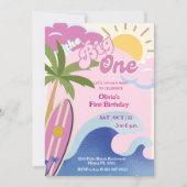 Invitation Premier anniversaire du Big One Pink Retro Surfing (Devant)
