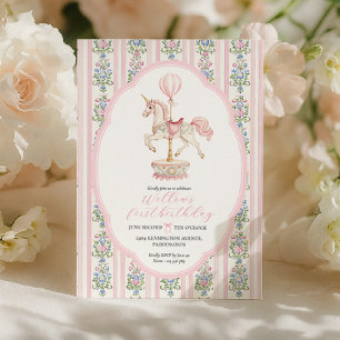 Invitation Premier anniversaire du Carousel rose