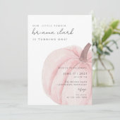 Invitation premier anniversaire du citrouille rose (Debout devant)