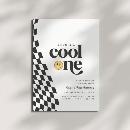 Invitation Premier anniversaire du cool One Boy À damiers Rét