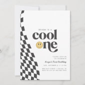 Invitation Premier anniversaire du cool One Boy À damiers Rét (Devant)