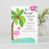 Invitation Premier anniversaire du Flamant rose tropical (Debout devant)